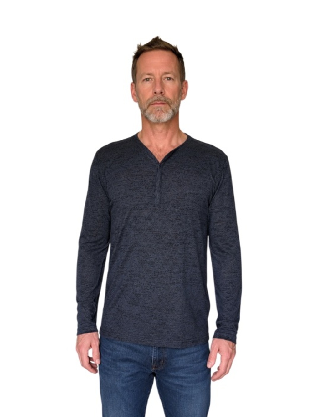John Varvatos USA Henley Burnout Ling Sleeve Tshirt